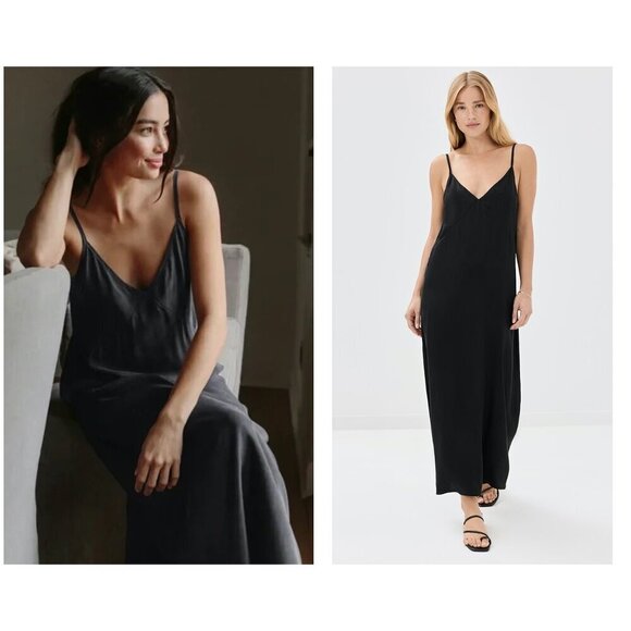 💕JENNI KAYNE💕 Rio Slip Dress ~ Y2k 90s Satin Black Medium NWOT - Picture 1 of 16